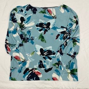 The Limited turquoise blue floral blouse SZ M